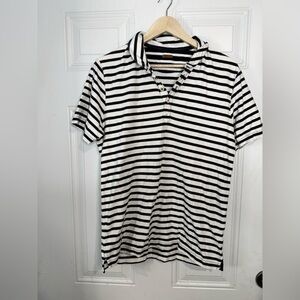 Albam Luxury Black and White Striped Polo Classic Elegance